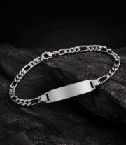 Pulsera Esclava Plateada con Placa Lisa