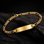 Pulsera Esclava Dorada con Placa Lisa