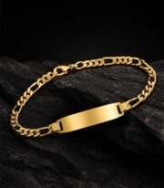 Pulsera Esclava Dorada con Placa Lisa
