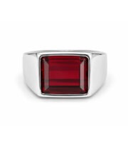 Anillo Plateado con Piedra Roja Rectangular - Imagen 2