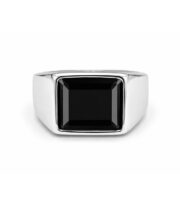 Anillo Plateado con Piedra Negra Rectangular - Imagen 2