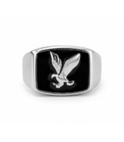 Anillo Plateado Tipo Sello con Águila - Imagen 2