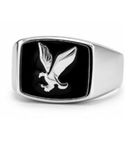Anillo Plateado Tipo Sello con Águila - Imagen 4